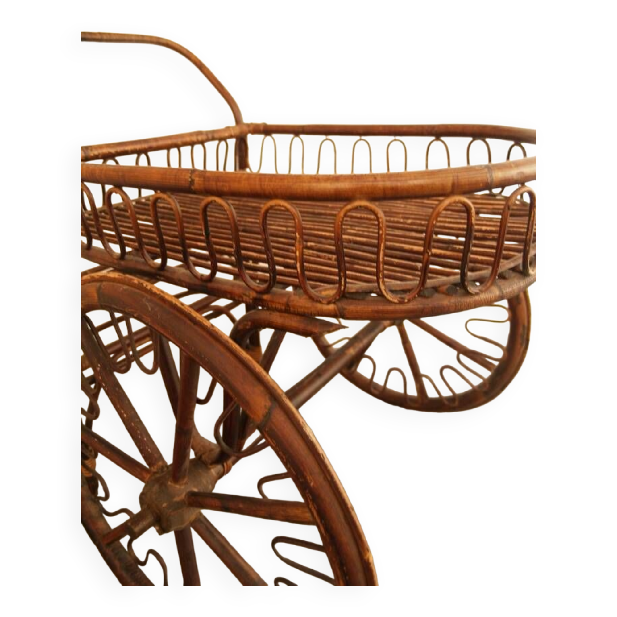 French fifties rattan serving cart