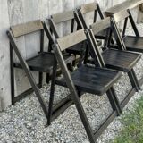 Lot de 6 chaises pliantes en bois, patine noire