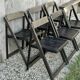 Lot de 6 chaises pliantes en bois, patine noire