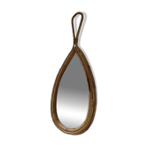 Miroir en rotin vintage en forme goutte