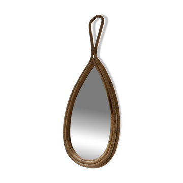 Vintage rattan teardrop mirror