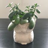 Cache pot hibou blanc
