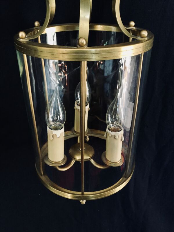 Lanterne 3 lumières bronze et laiton