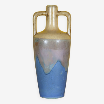 Flamed glazed stoneware bottle, Fournier Demars St-Amand alcohol bottle, amphora vase