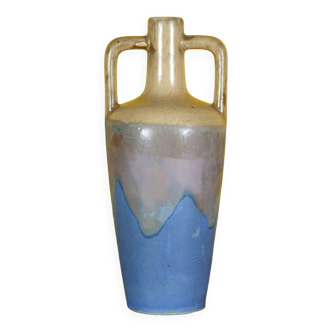 Flamed glazed stoneware bottle, Fournier Demars St-Amand alcohol bottle, amphora vase