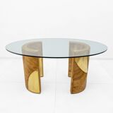 Mid-Century Modern Italian Rattan and Brass Dining Table by Vivai del Sud