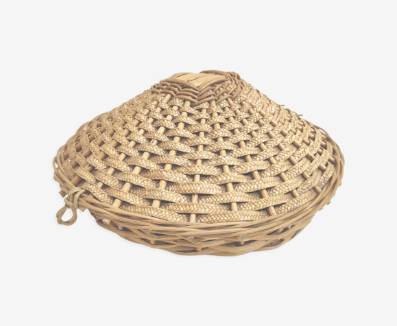 Panier corbeille ronde en rotin avec son couvercle