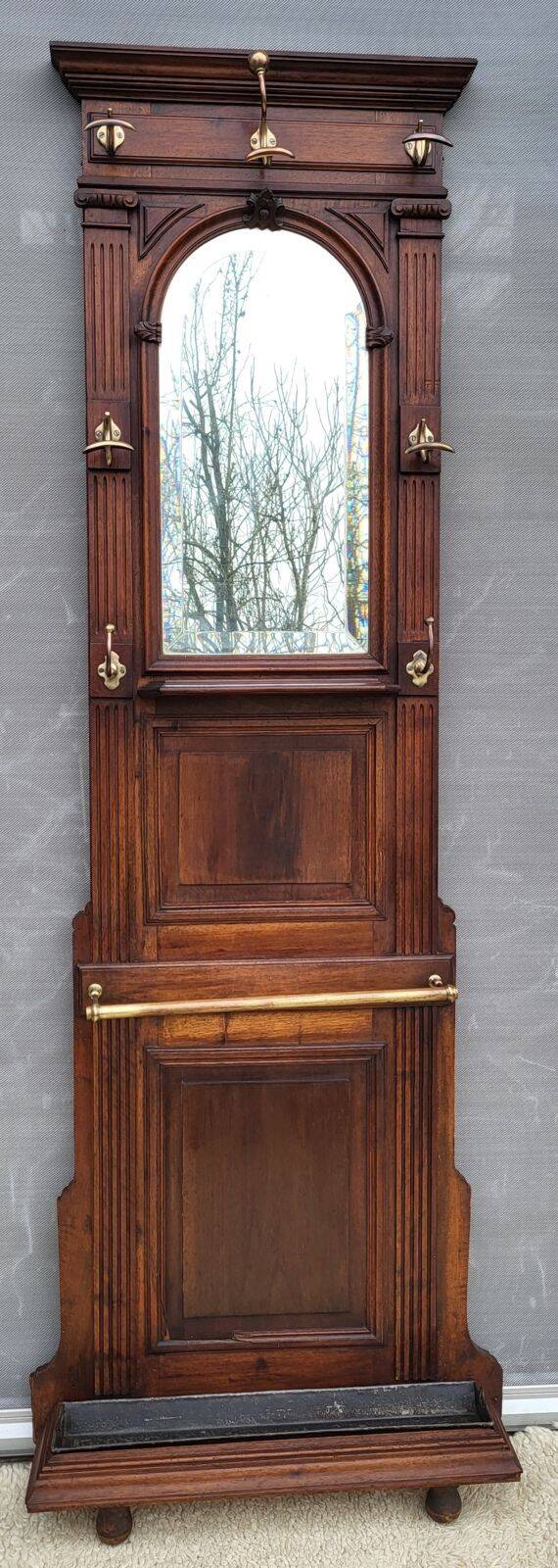 Monumental Art Nouveau wardrobe • walnut & brass