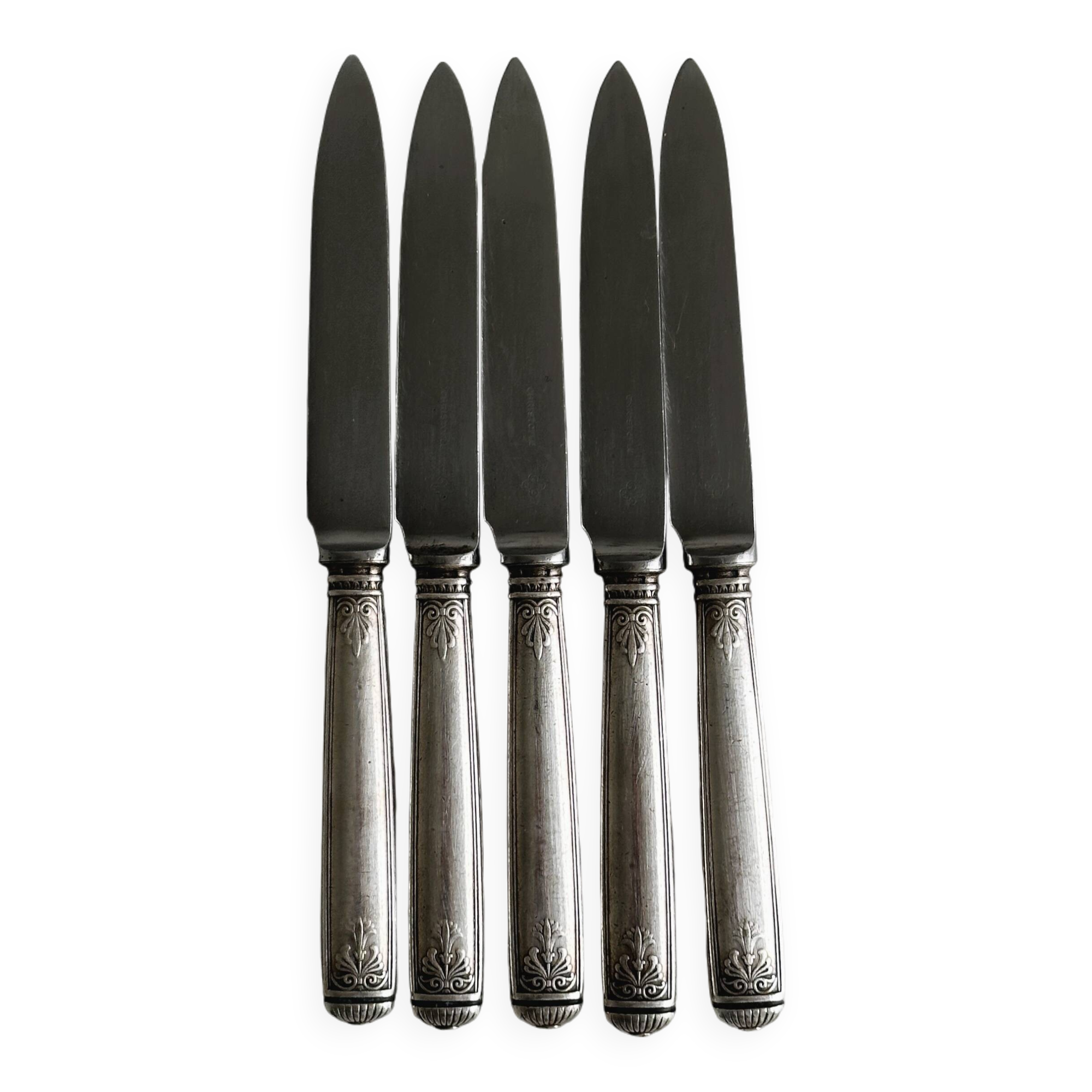 5 antique Christofle silver-plated knives