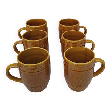 6 chopes bière en faïence de gen