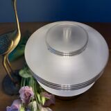 Table lamp vintage art deco globe in white frosted glass with golden edging