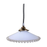 Transparent pleated white opaline hanging