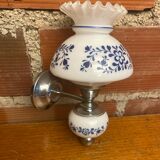 Antique Targetti Style SANKEY Wall Light Chrome Metal + Opaline Flower Decor