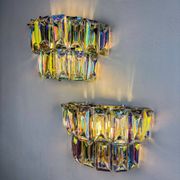 Pair of 2-tier Paolo Venini iridescent Murano glass wall lights, Italy, 1970s