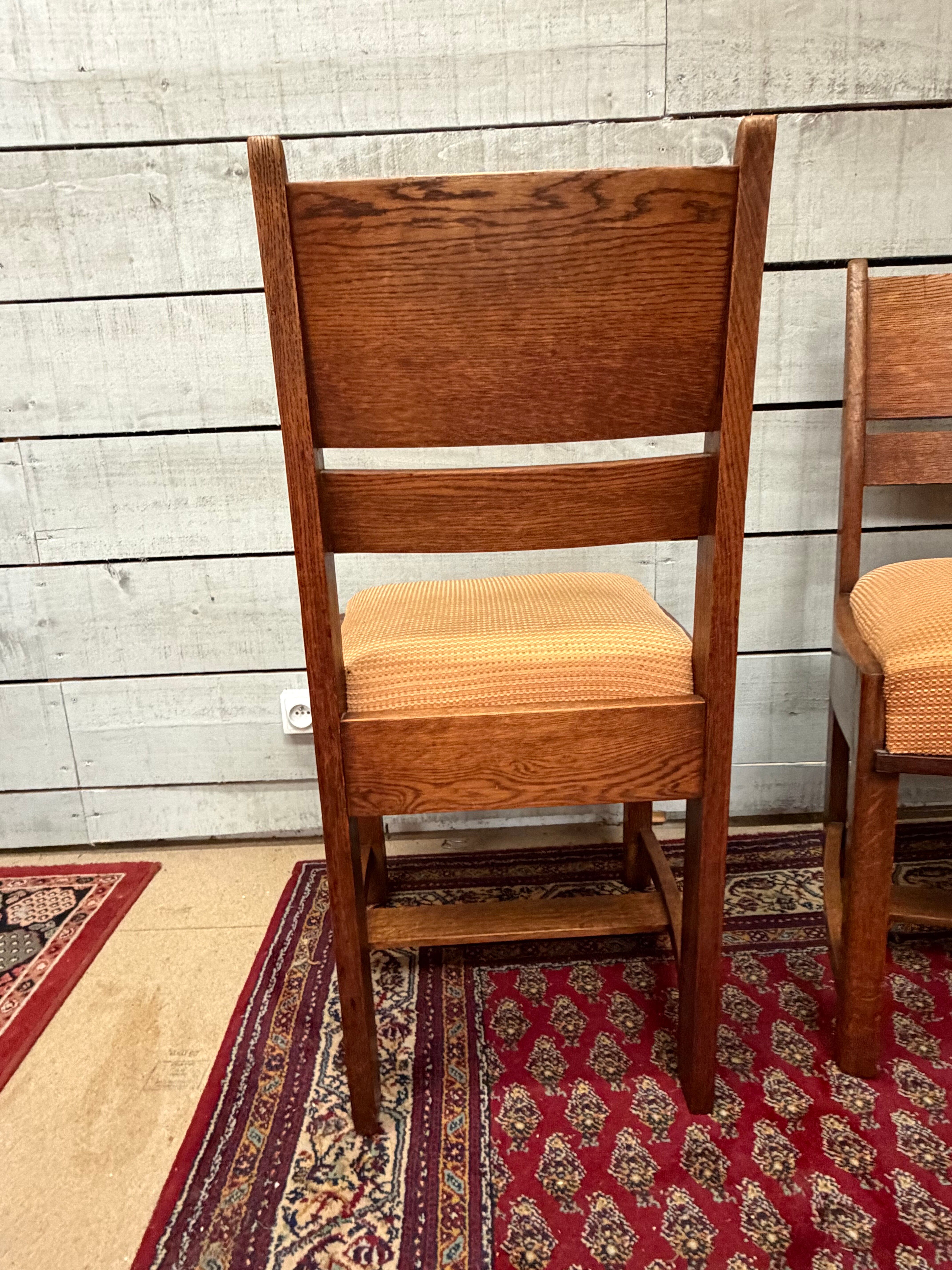 Pair of oak chairs in Art Deco design, Netherlands.