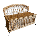 Coffre banc vintage en osier