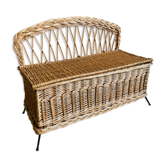 Vintage wicker bench box