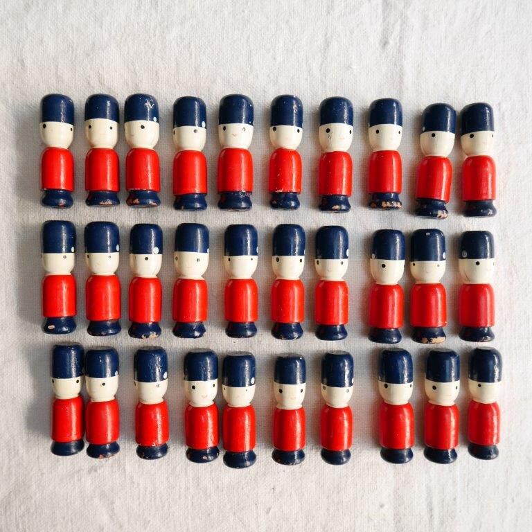 Wooden train with soldiers