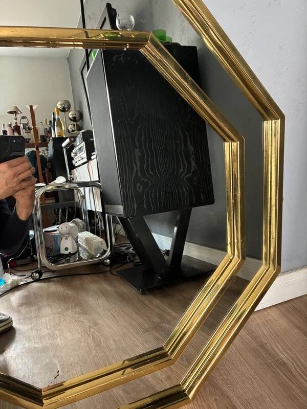 Lachmayr Brass Mirror – Geometric Wall Mirror 1970s