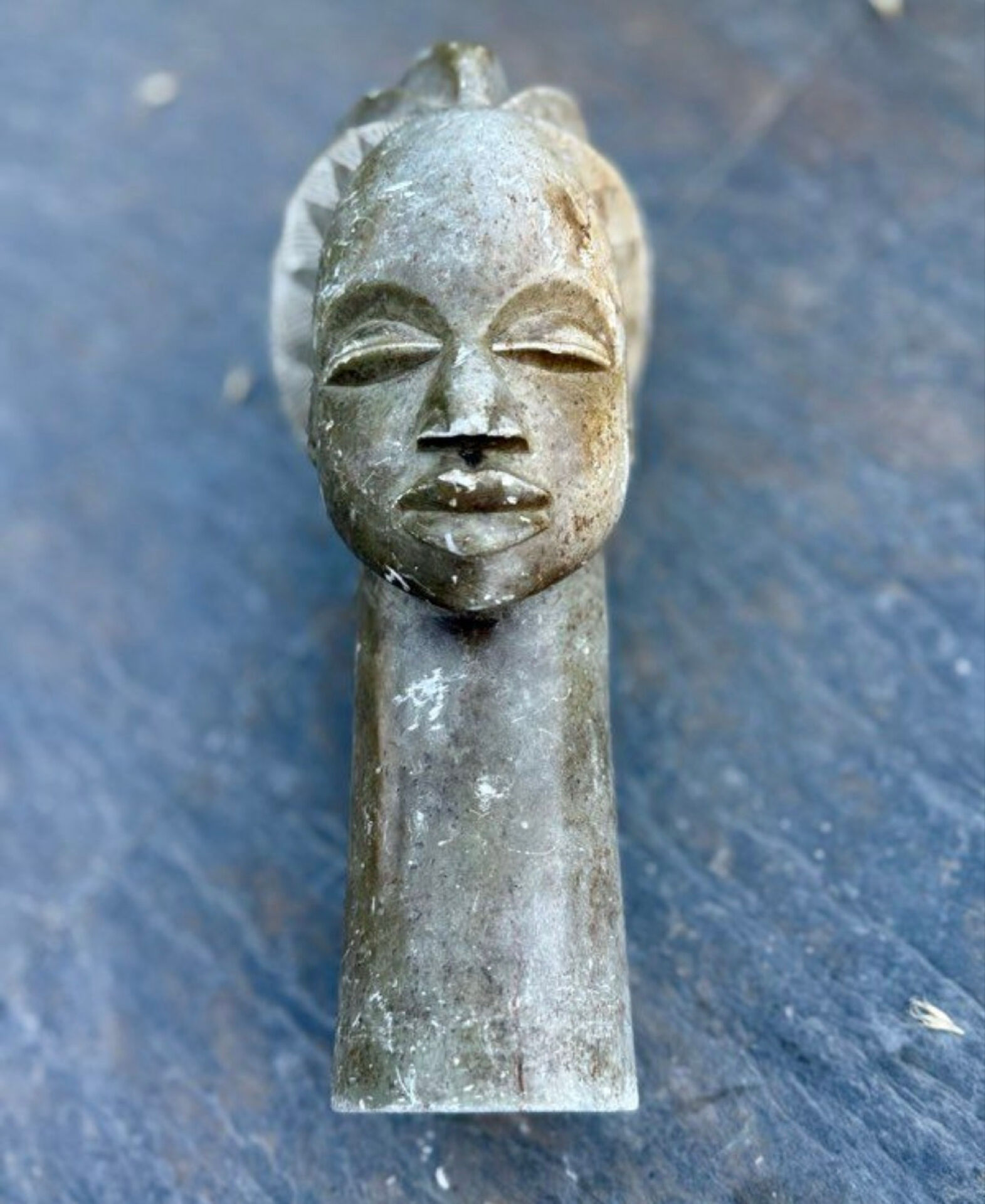 Large african sculpture in steatite stone signed lewanga – art