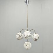 Chandelier Art Déco, verre marbré, laiton et chrome, années 1930
