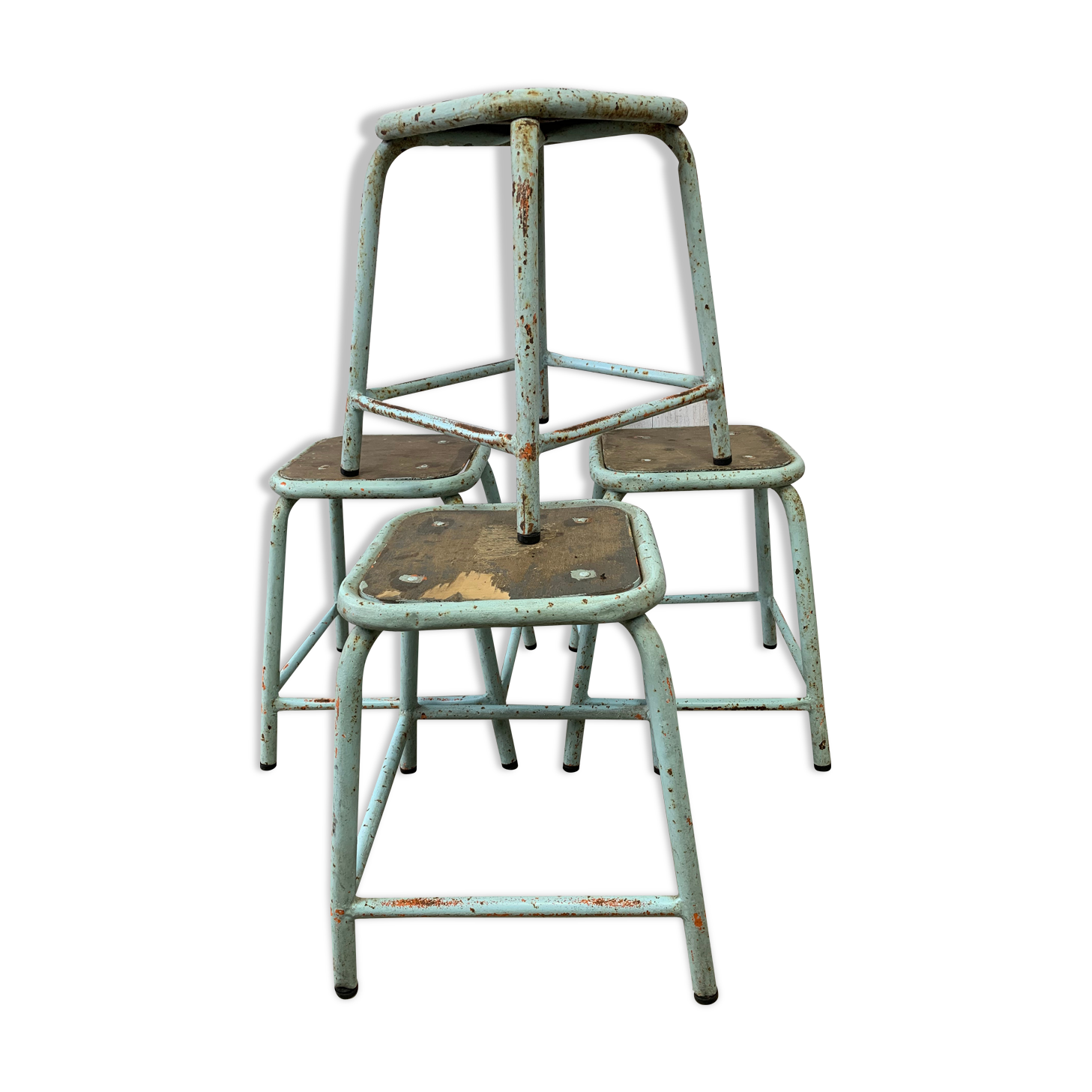 Series of 4 vintage stools