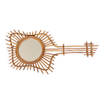 Rattan vinatge guitar mirror