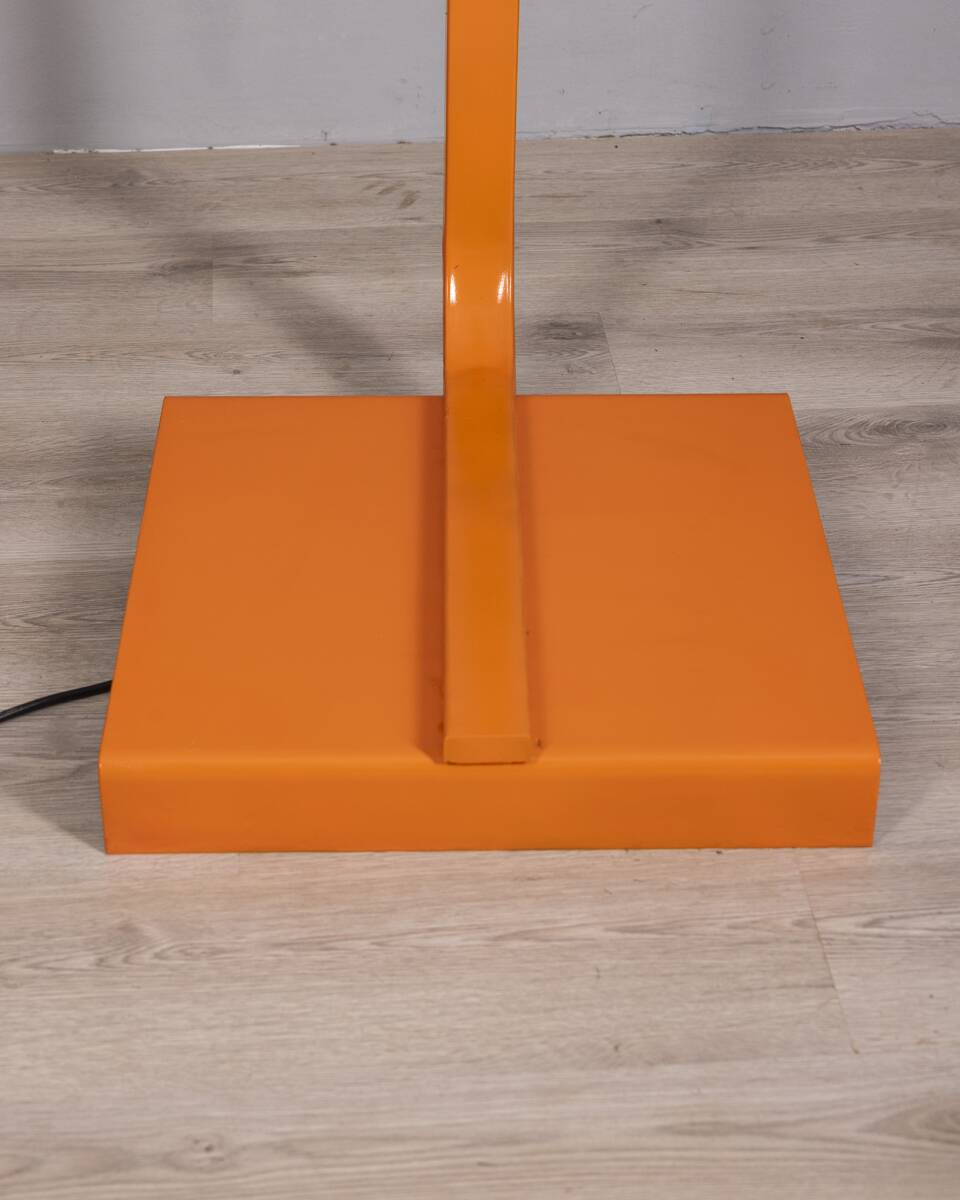 Vintage Space Age Italian Orange Metal and Acrylic Glass Floor Lamp, 1970s