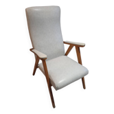 Scandinavian vintage white compass foot armchair
