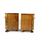 Minimalistic Art Deco Bedside Tables In Walnut Veneer, Czechoslovakia 1930s