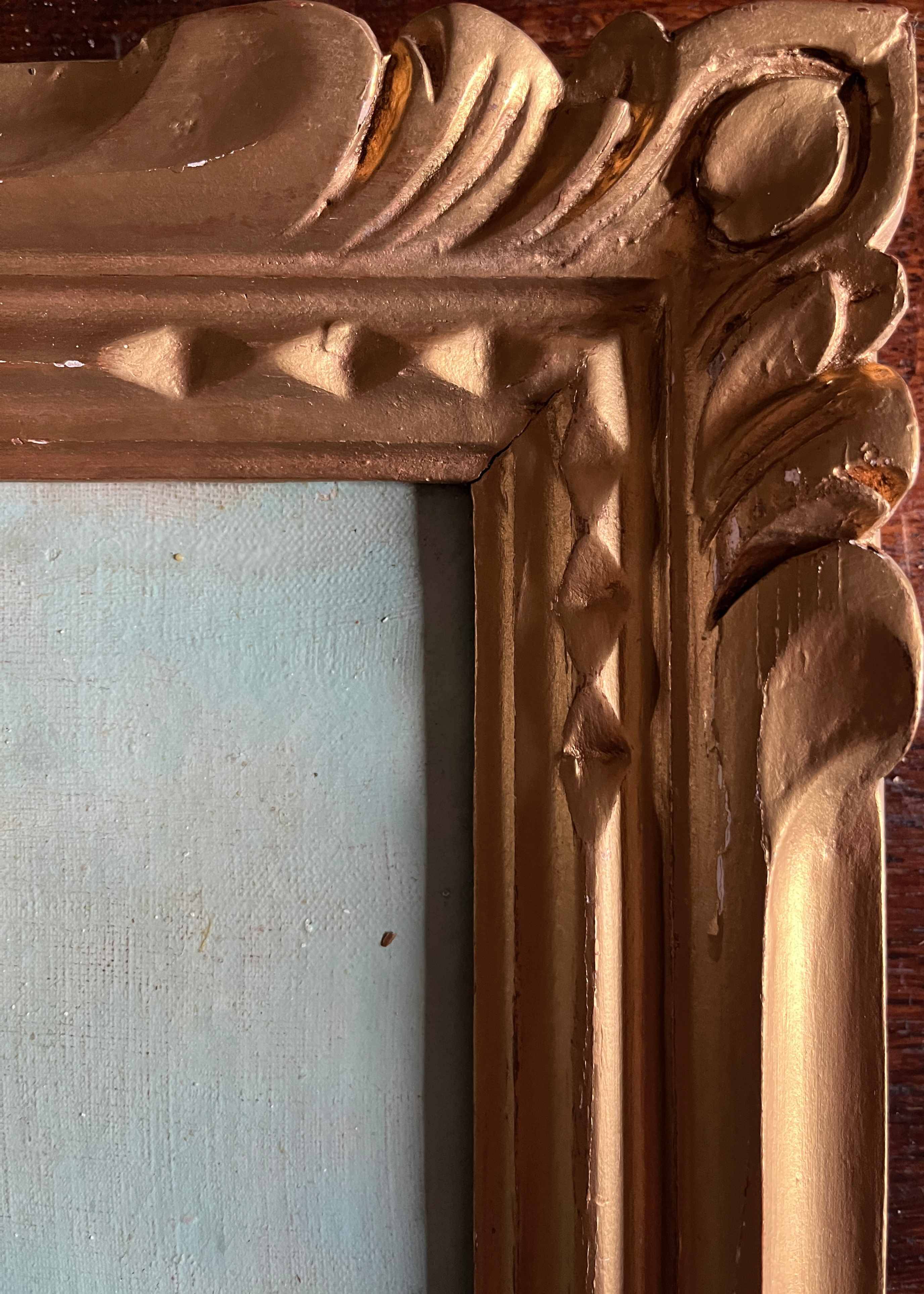 HST painting "Landscape with fishermen" 1898 signed Lion + frame