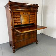 Biedermeier vintage oak and mahogany secretary desk, well-made, 1860.