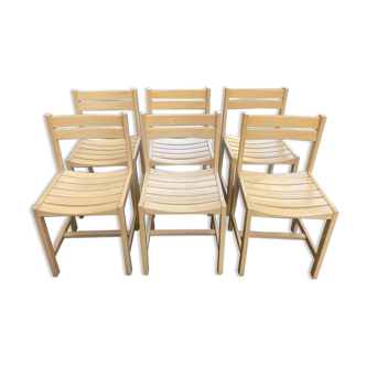 Lot of 6 pine chairs