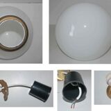 Large vintage opaline pendant lamp in the shape of an S bulb