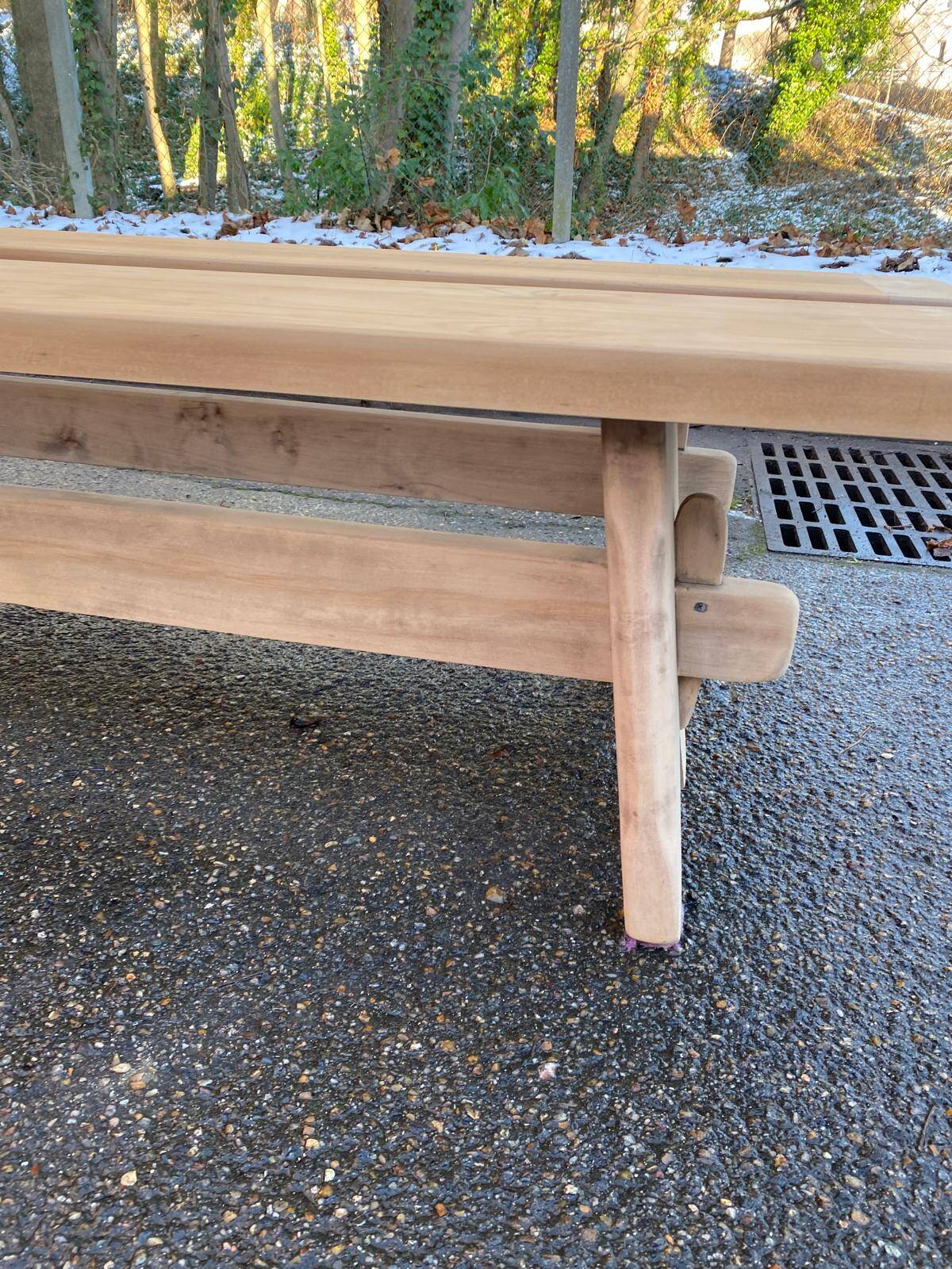 2 renovated oak farmhouse benches from the 20th century, 200cm.