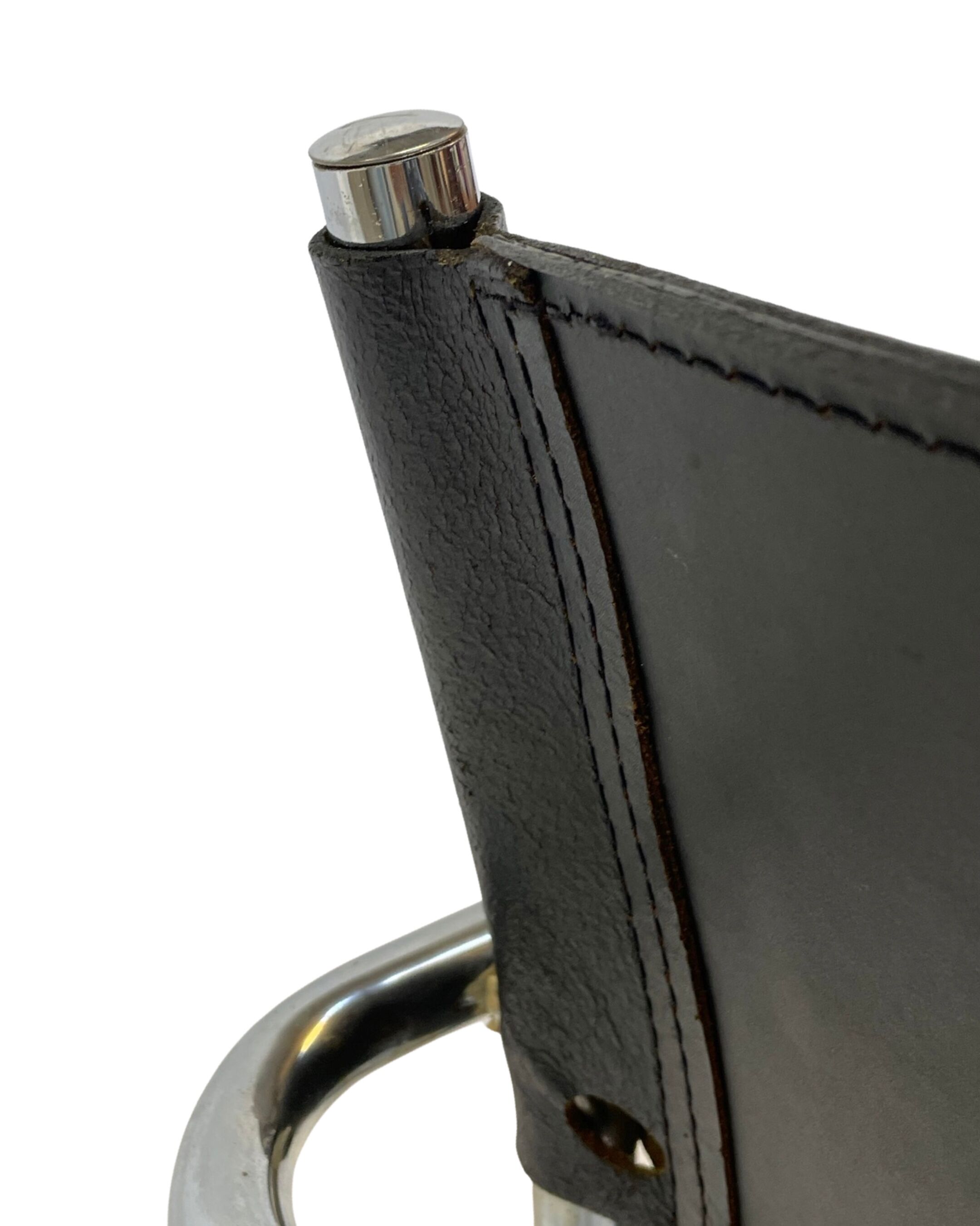 Set of 4 bauhaus cantilever chairs black leather and chrome design