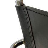 Set of 4 bauhaus cantilever chairs black leather and chrome design