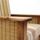 Set of South African colonial armchairs in wood and straw, 1980s.
