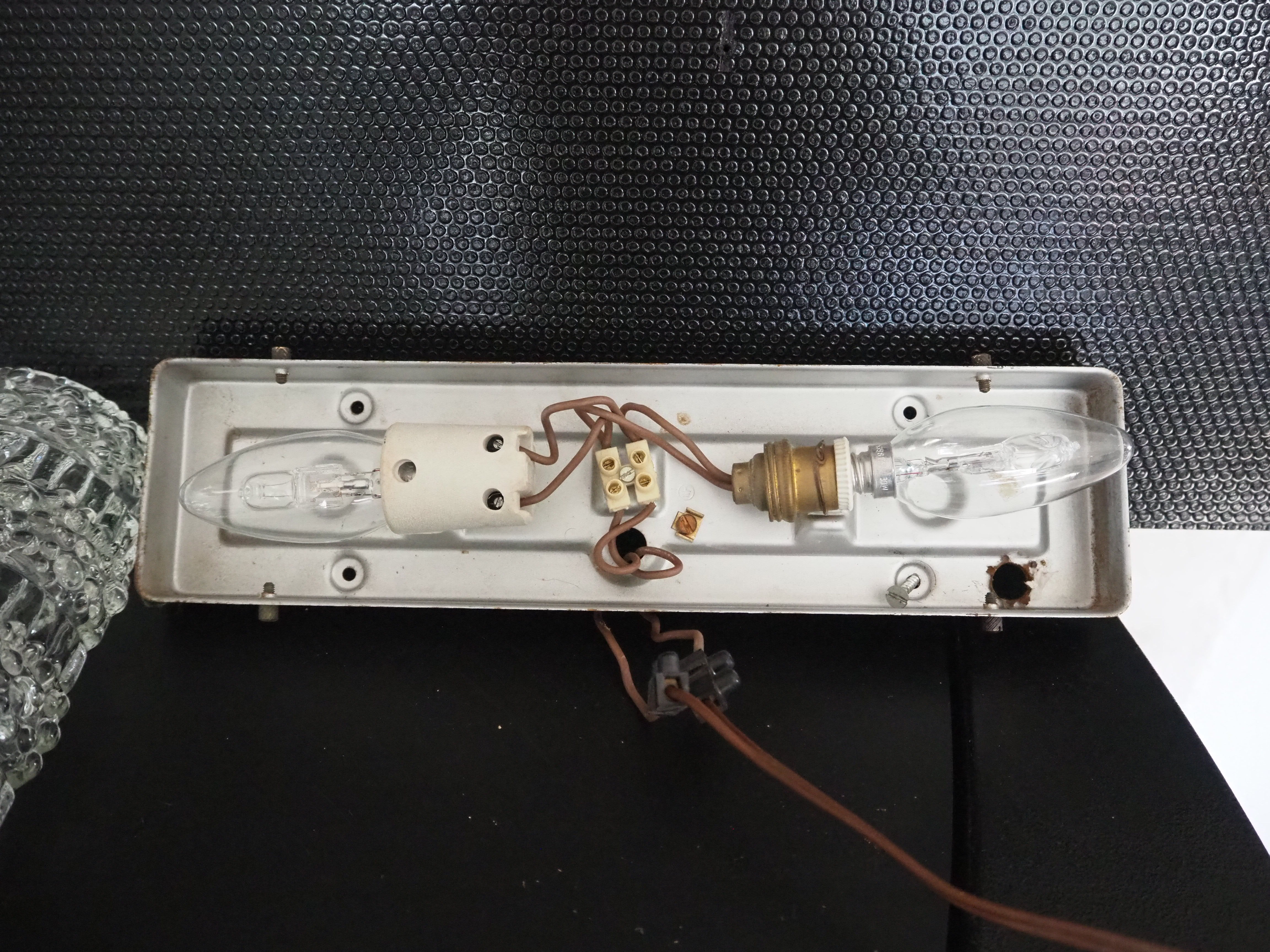 Transparent worked glass sconce from the 1950s