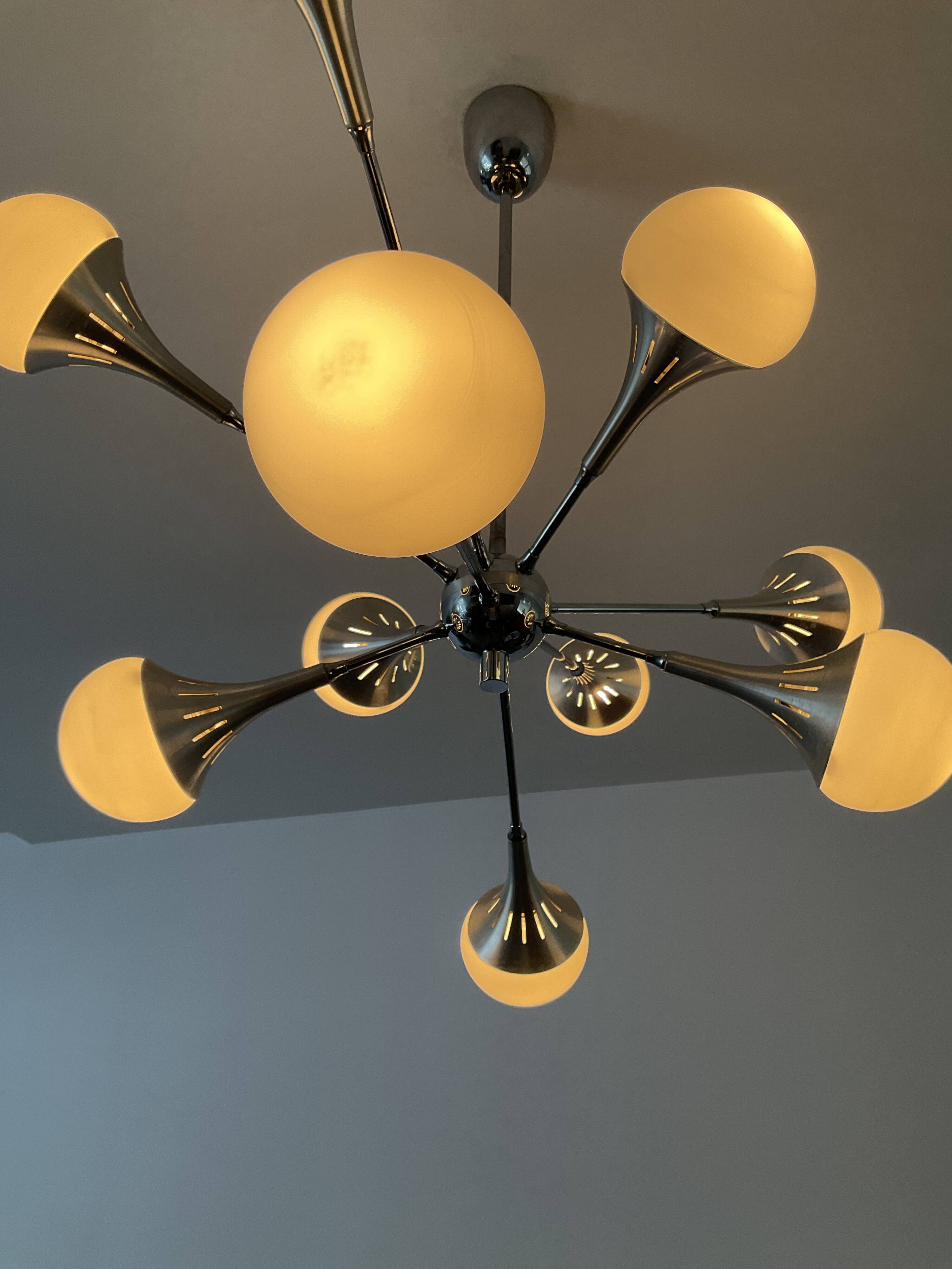 Vintage trumpet chandelier from the 70s