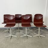 Set of 7 Galvanitas workshop chairs central foot Netherlands 1970s