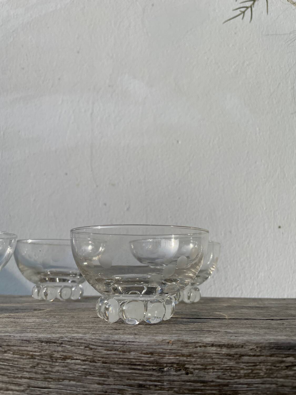 5 small ramekins in beaded and polka dot glass