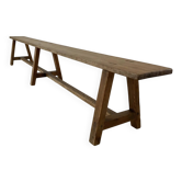 Grand banc de ferme ancien 252 cm bois brut patiné