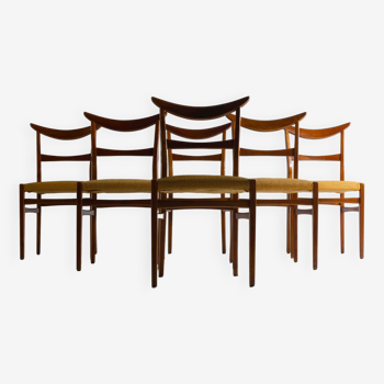 Ensemble vintage de 6 chaises cintrées uniques, 1960