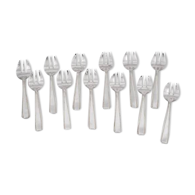 12 fourchettes à huitres Art Déco Ercuis en métal argenté