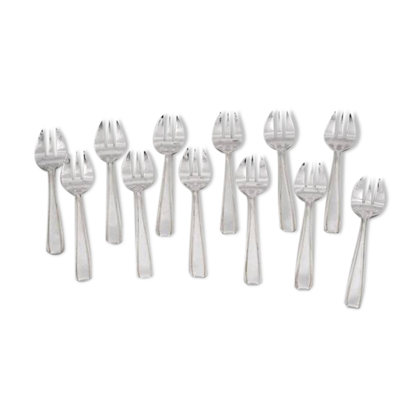 12 fourchettes à huitres Art Déco Ercuis en métal argenté