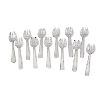 12 fourchettes à huitres Art Déco Ercuis en métal argenté