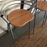 set of 5 stool year 80 in wood and metal