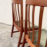 Pair of Scandinavian teak and velvet chairs from the 1960s.