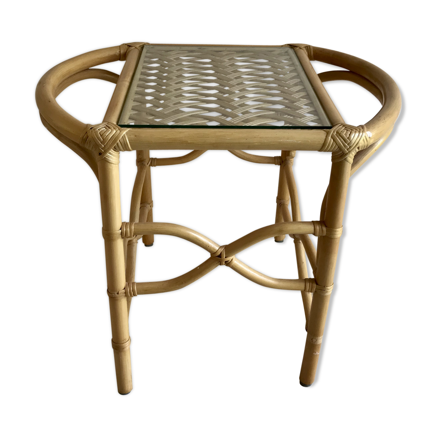 Table d’appoint vintage en rotin